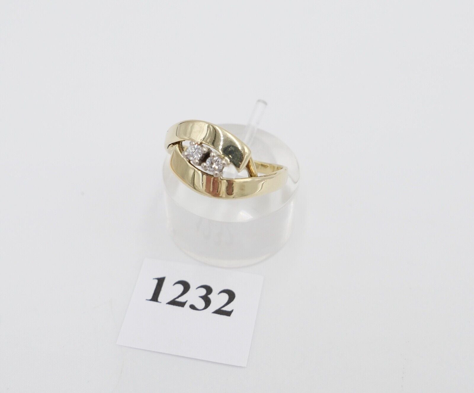 Damen Gelbgold Diamant brillant Ring 0,14 Ct 585 14K Gr. 56-57 - Antikhandel-Stuttgart