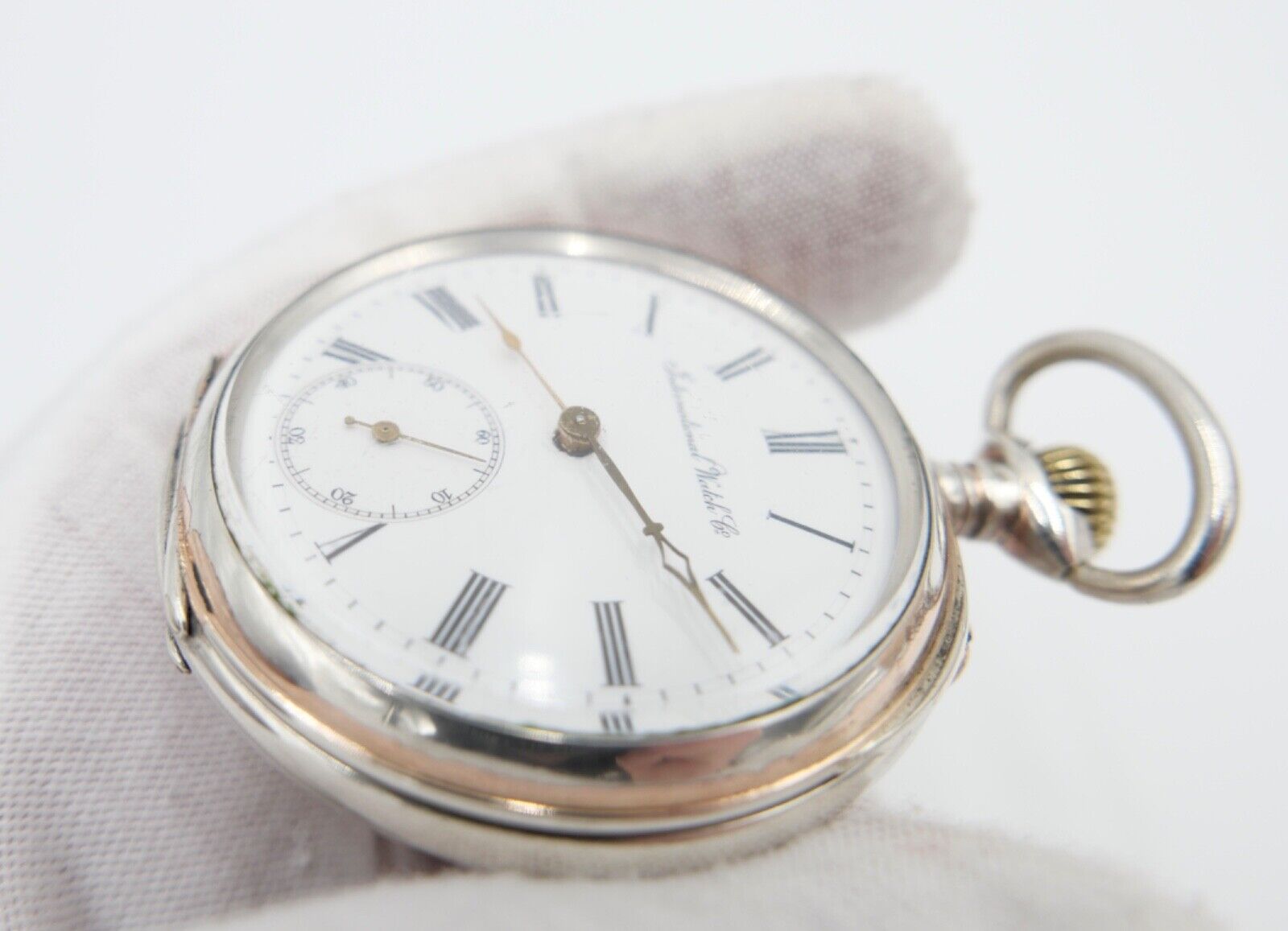 1888 IWC Open Face Kaliber 49 Taschenuhr 800 Silber Ø 50mm - Antikhandel-Stuttgart