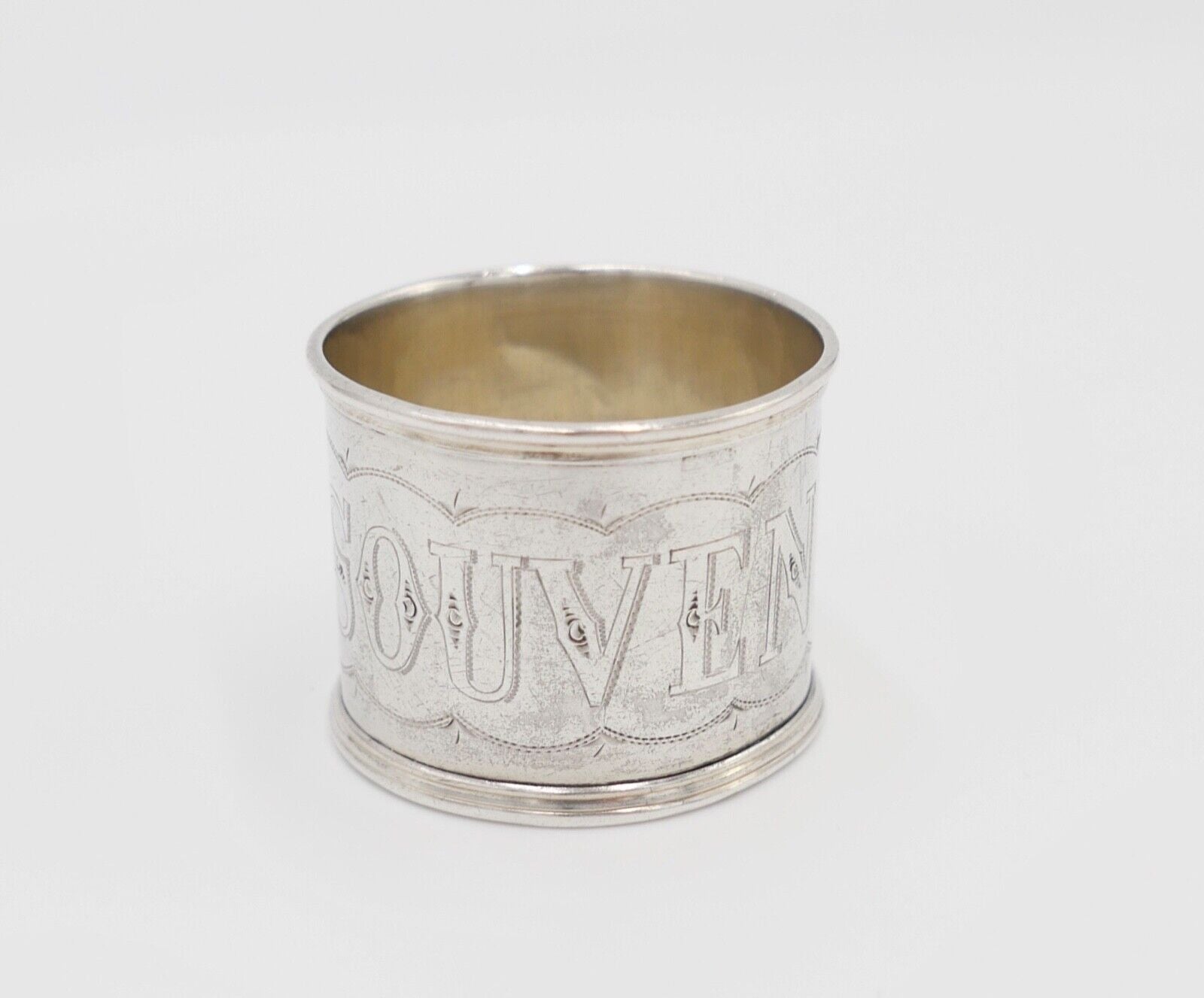 Jugendstil Souvenir Graf Adelskrone neunzackige Krone Serviettenring 800 Silber - Antikhandel-Stuttgart