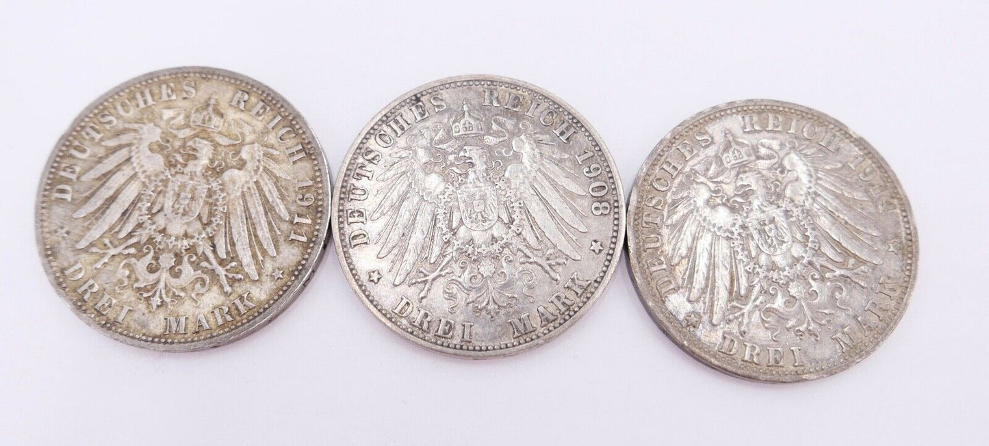 3x 3 Mark ss - stg Bayern Otto - Luitpold - Ludwig Jäger J.47 + J.49 + J.52 - Antikhandel-Stuttgart