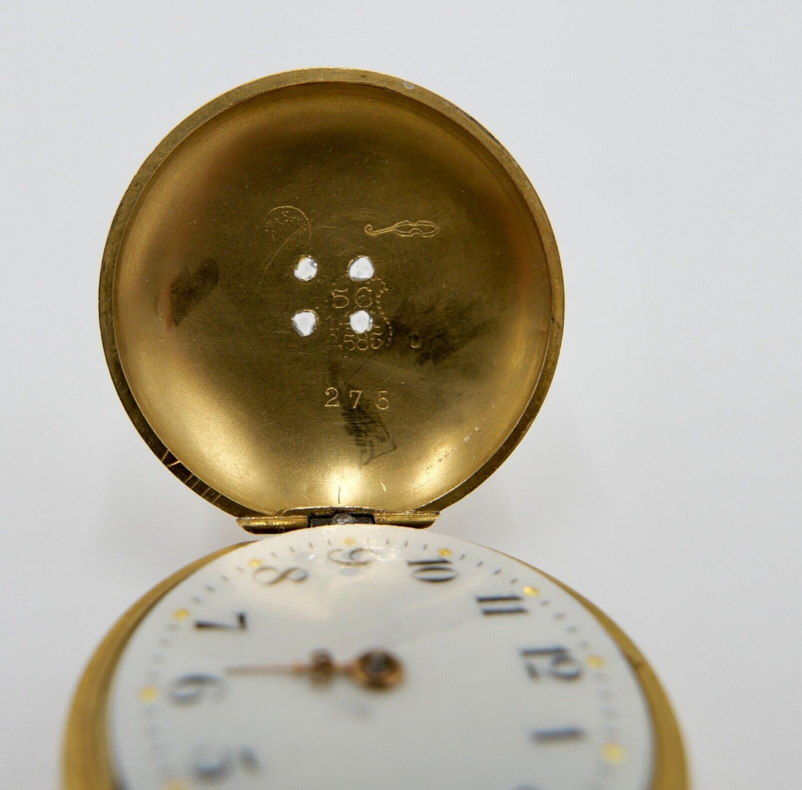 Antike Schweizer Damen Taschenuhr 585 Gold Diamanten im Kleeblatt 56 14K 0,585 - Antikhandel-Stuttgart