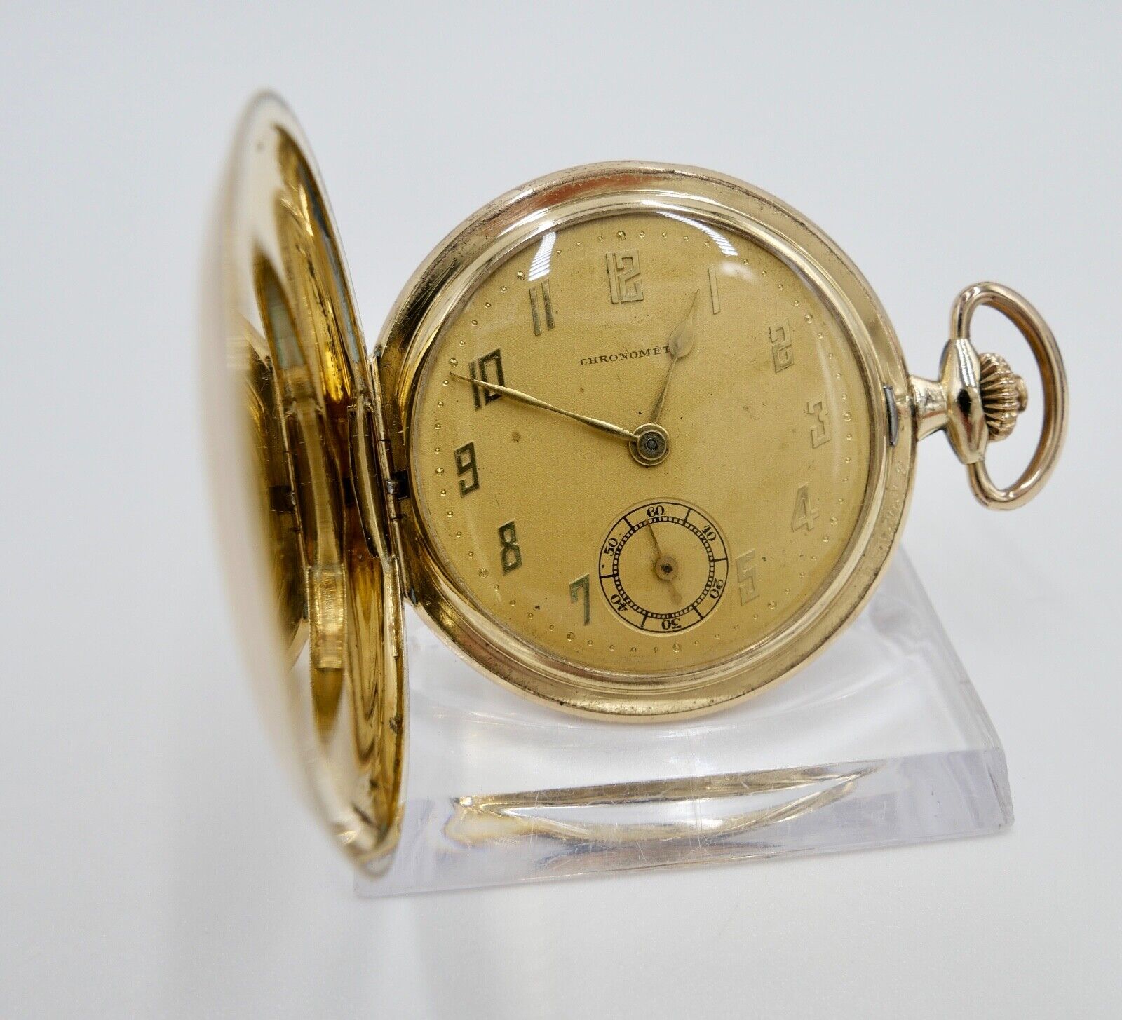 CHRONOMETRE Savonette Taschenuhr Ø 44mm vergoldet BAYARD Ritter - Antikhandel-Stuttgart