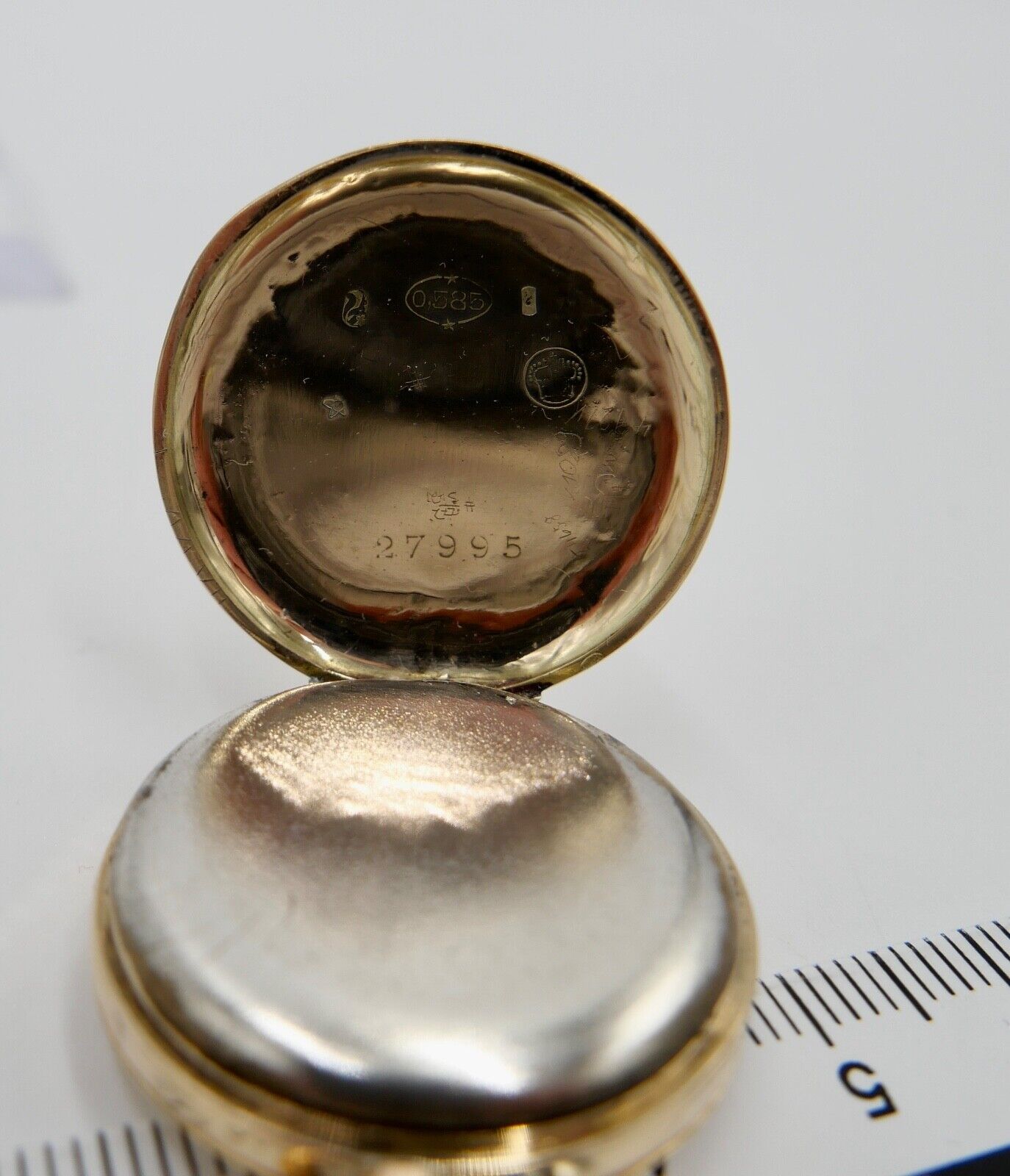 kleine BF Damen Taschenuhr 1930-40er GOLD 585 14K Schweiz Emaille floral 29mm - Antikhandel-Stuttgart