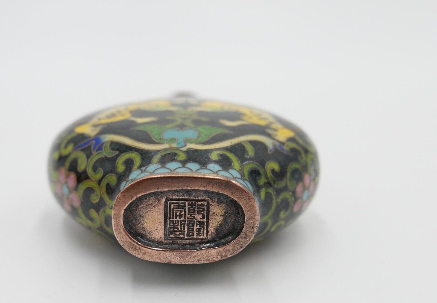 Alte Schnupftabakflasche Cloisonné Bronze CHINA Drachenmotive - Antikhandel-Stuttgart