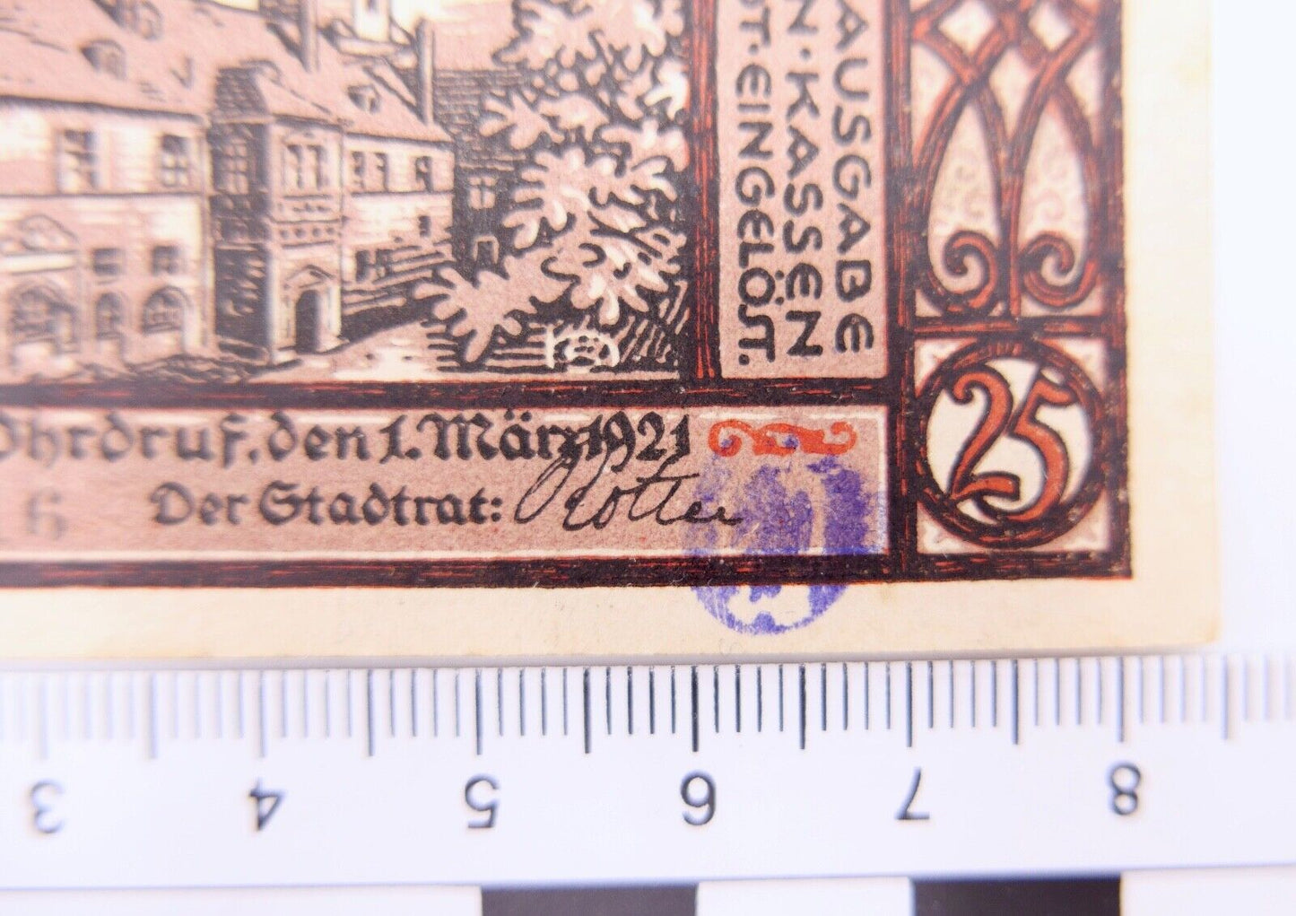 SEHR SELTEN Notgeld der Stadt Ohrdruf 1921 GESTEMPELT 25 Pfennig AU/EF - UNC - Antikhandel-Stuttgart