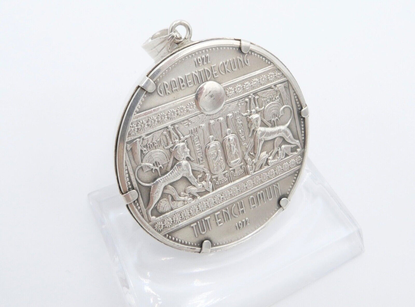 835 Silbermedaille in Fassung Anhänger 1922 Grabentdeckung Tut Ench Amuns 1972 - Antikhandel-Stuttgart