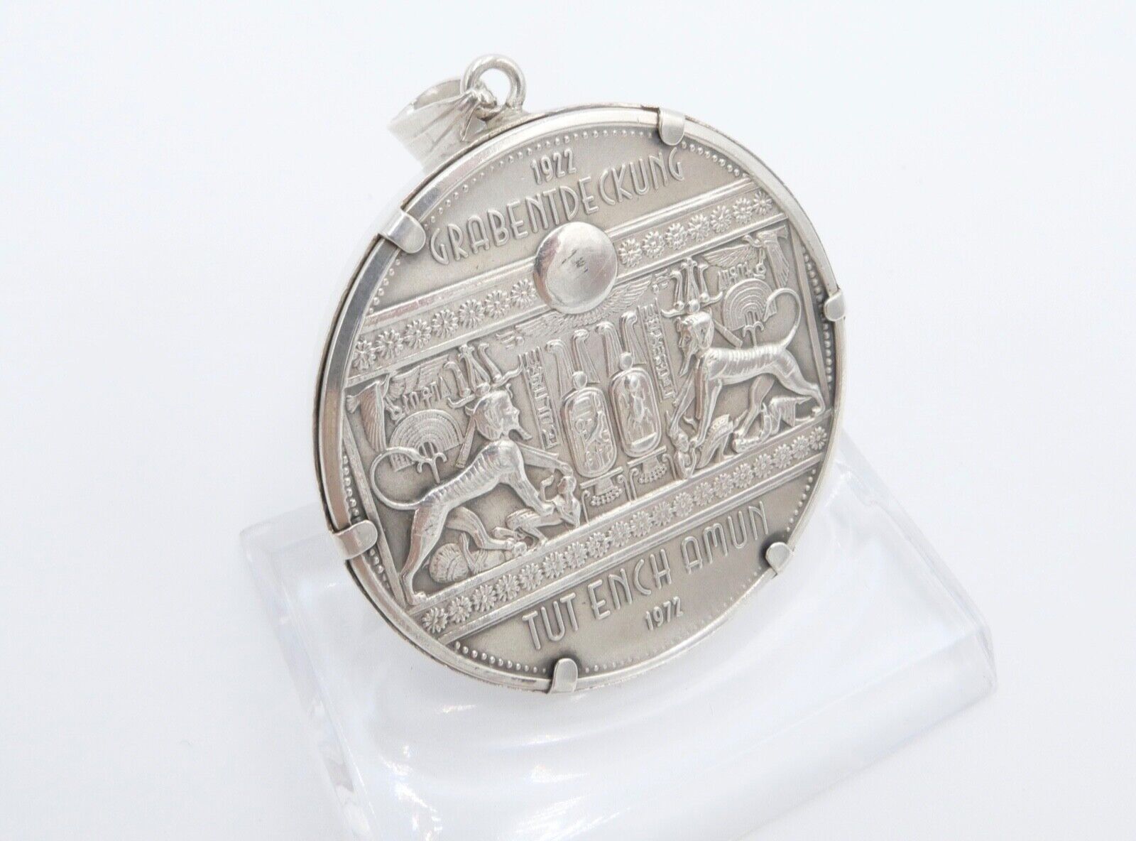 835 Silbermedaille in Fassung Anhänger 1922 Grabentdeckung Tut Ench Amuns 1972 - Antikhandel-Stuttgart