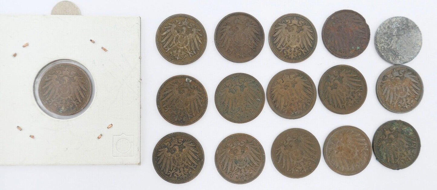 16x 1 Pfennig 1893 - 1914 Konvolut LOT Jäger J.10 s-vz - Antikhandel-Stuttgart