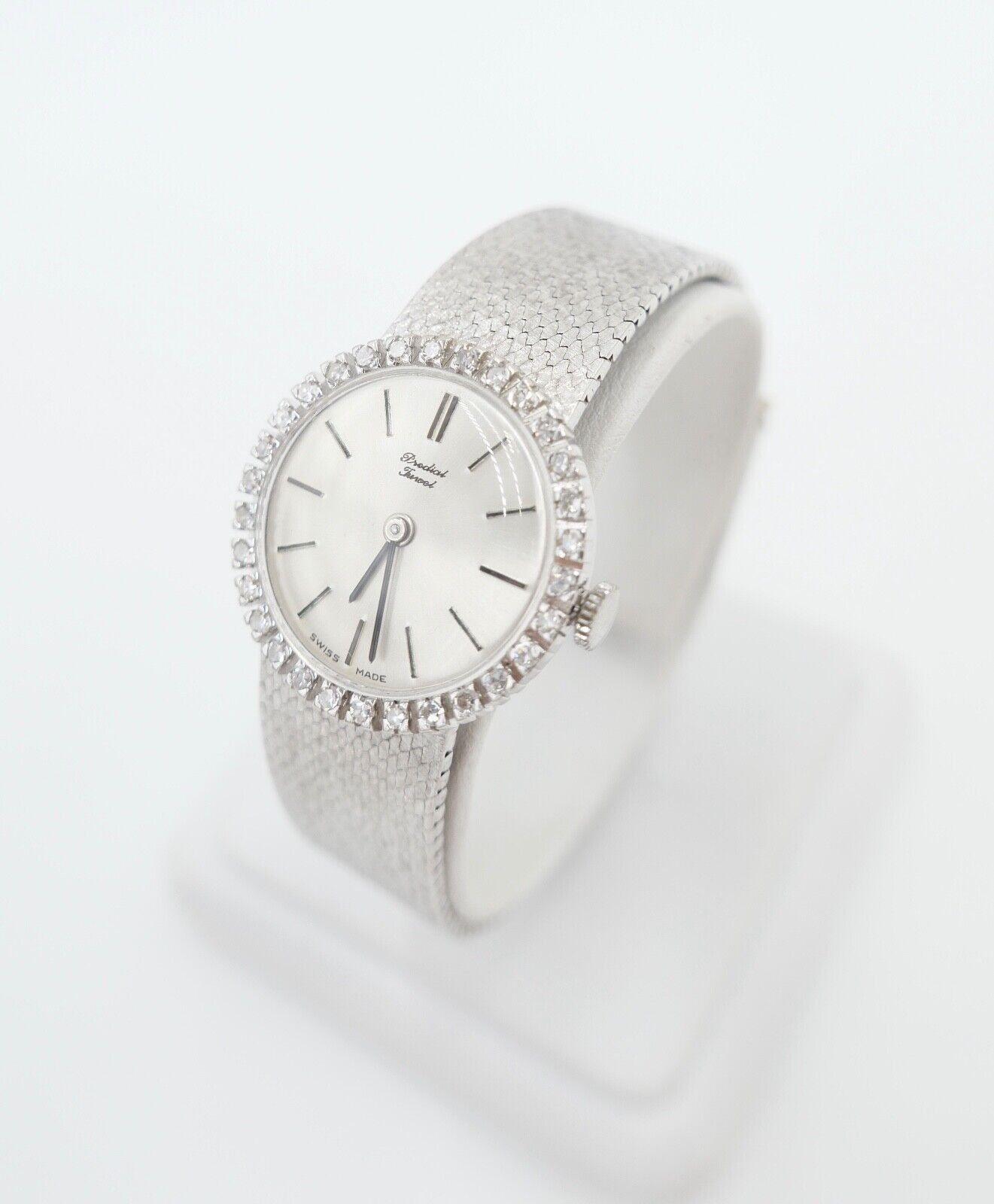 Elegante Predial Weißgold Damen Uhr mit Diamantbesatz 750/18K Lady watch Ø 24 mm - Antikhandel-Stuttgart