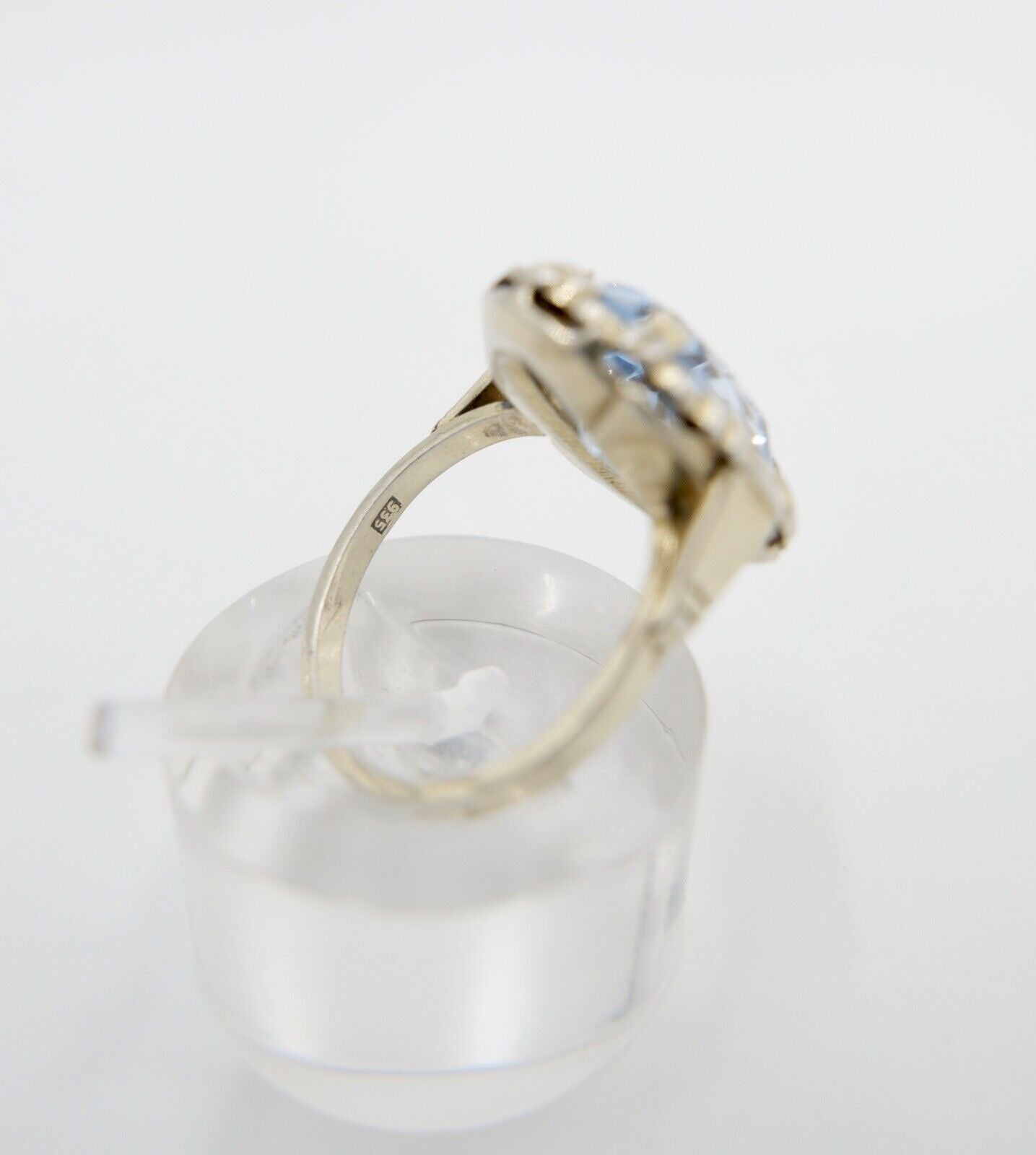 JUGENDSTIL Damenring 935 Silber vergoldet Gr. 54 synthetischer Spinell - Antikhandel-Stuttgart