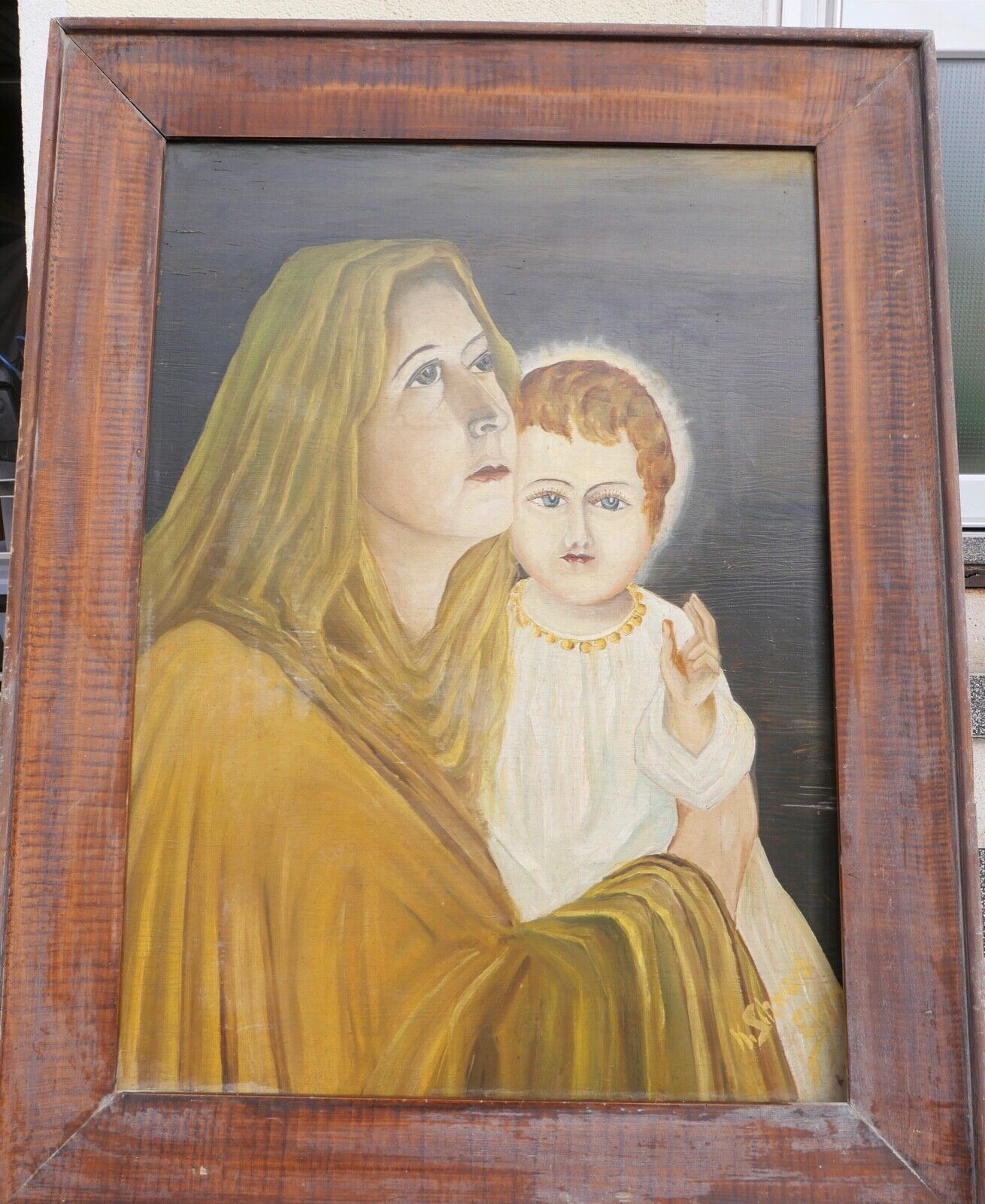 Antikes Religiöses Gemälde signiert " K. Schwarbi Eiken " auf Holz 19.Jh Schweiz - Antikhandel-Stuttgart