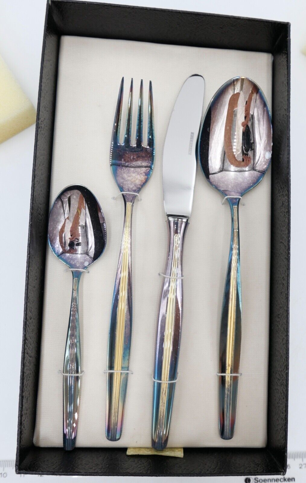 - NEU - OVP 12 Teile AUERHAHN LARISSA EXQUISIT Gold Dekor 90er Silber vergoldet - Antikhandel-Stuttgart