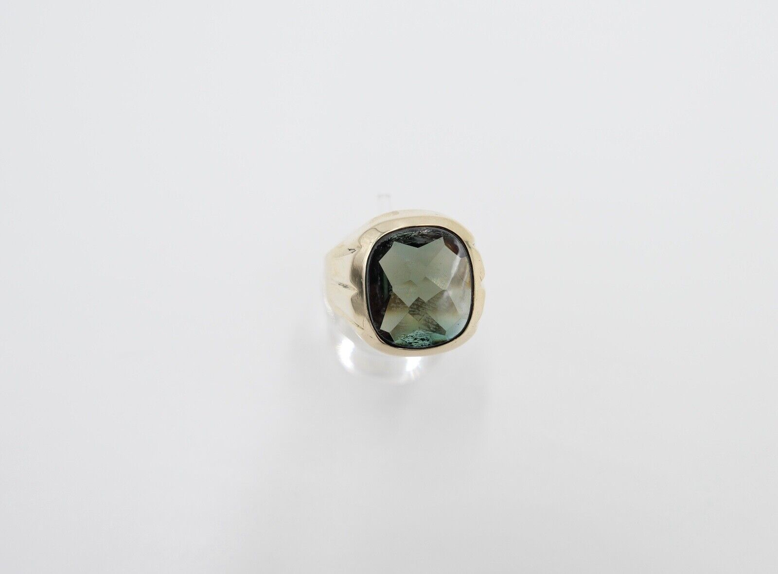 80er Jahre Siegelring Herrenring Gold 333 / 8K mit Turmalin Gr. 67 - Antikhandel-Stuttgart