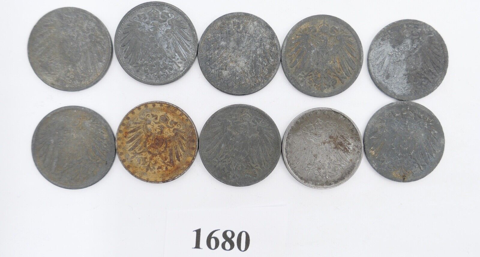 10x 10 Reichspfennig 1873 1875 1876 1888 Jäger J.299 298 s-ss - Antikhandel-Stuttgart