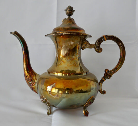 Große Eugen Ferner 1967 EPNS Cafe Tee Kaffee Kanne Tea silver Plated Ø 29 cm Big - Antikhandel-Stuttgart