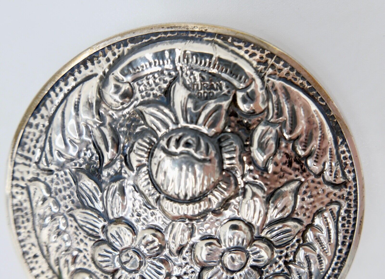 2x alte Handspiegel ACAR / TURAN 900 Silber Blumenmuster Taschenspiegel - Antikhandel-Stuttgart
