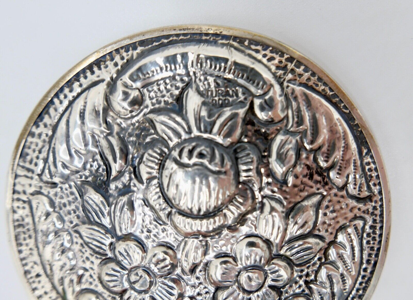 2x alte Handspiegel ACAR / TURAN 900 Silber Blumenmuster Taschenspiegel - Antikhandel-Stuttgart