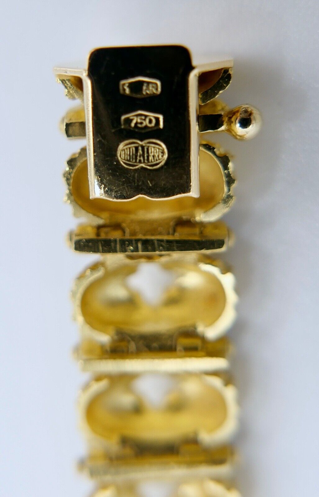 Massives UNOAERRE Gelbgold Armband 750 18K Emaille Rubin 1AR Arezzo Italien 60er - Antikhandel-Stuttgart