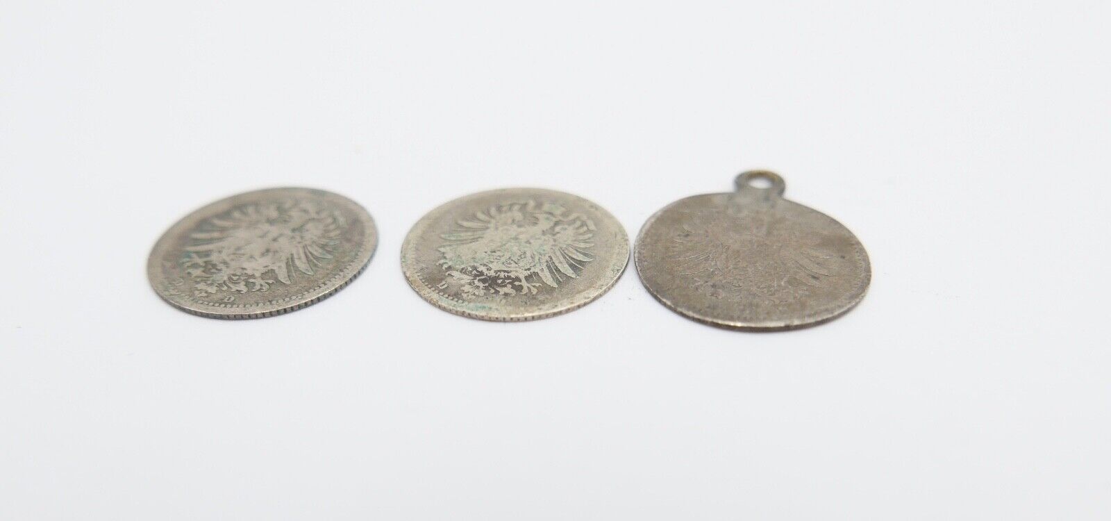 3x 20 Pfennig Kaiserreich 1873 D & 2x 1874 D Jäger J.5 s-ss schön - sehr schön - Antikhandel-Stuttgart