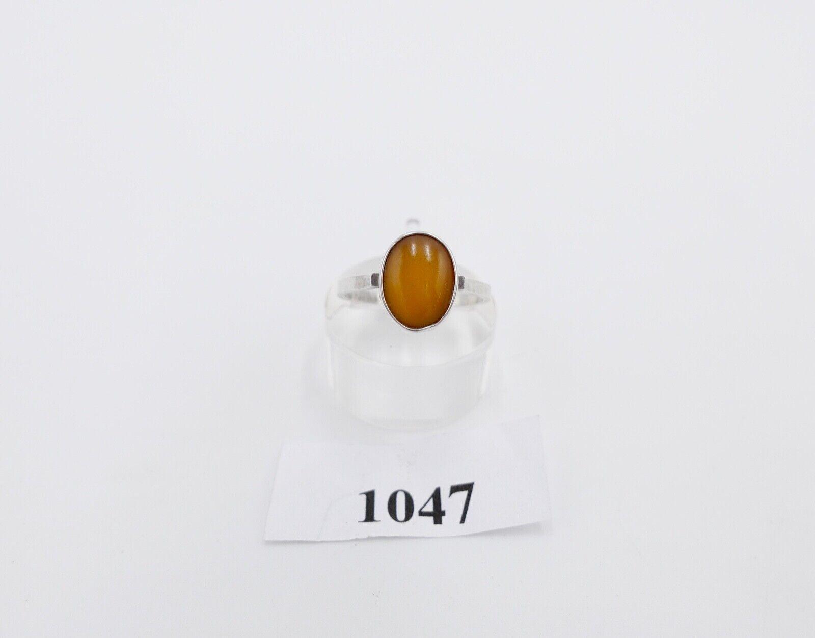 80er Silberrring butterscotch Bernstein Damen Ring Gr. 57 Silber 835 Fischland - Antikhandel-Stuttgart