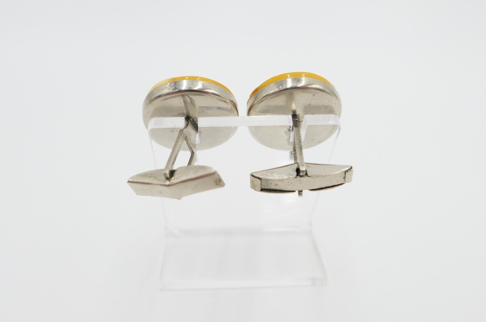 Pärchen alte Bernstein butterscotch Manschettenknöpfe Ø 20mm - Antikhandel-Stuttgart