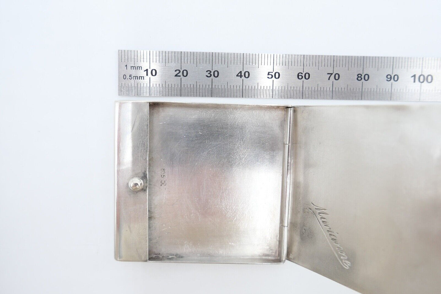 um 1930 Streichholzetui 835 Silber 32,8 Gr Silberetui Marianne Gravur - Antikhandel-Stuttgart