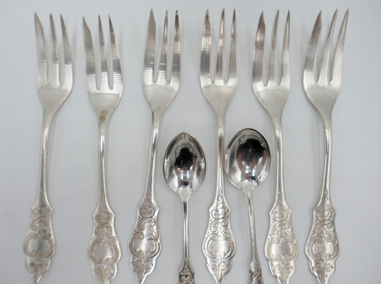 8 Tlg. K OTTO KROPP Besteck Ostfriesenmuster 90er Silber versilbert - Antikhandel-Stuttgart