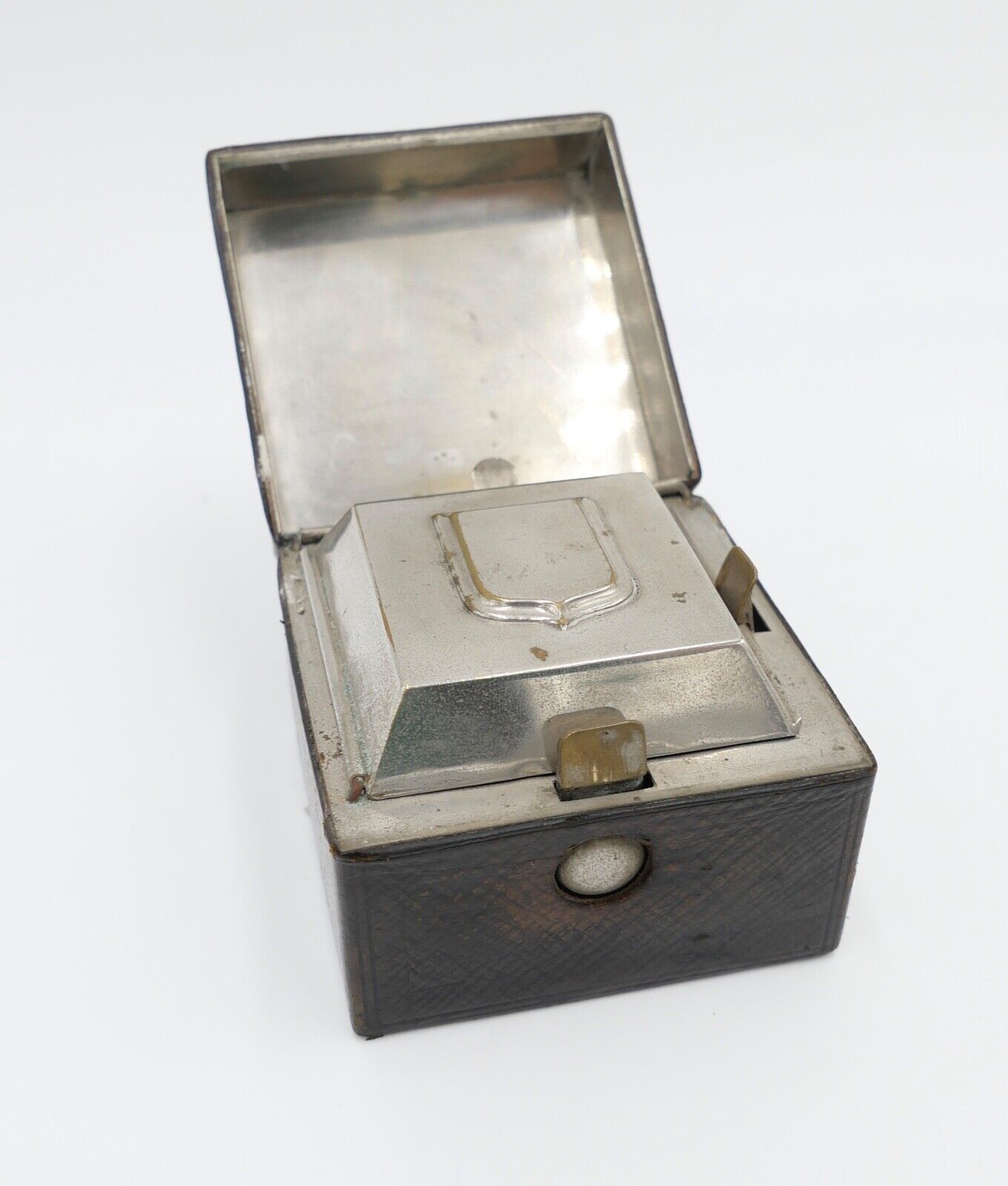 30er 40er Jahre Reise Tintenfass Glas Schreibtischgarnitur - Antikhandel-Stuttgart