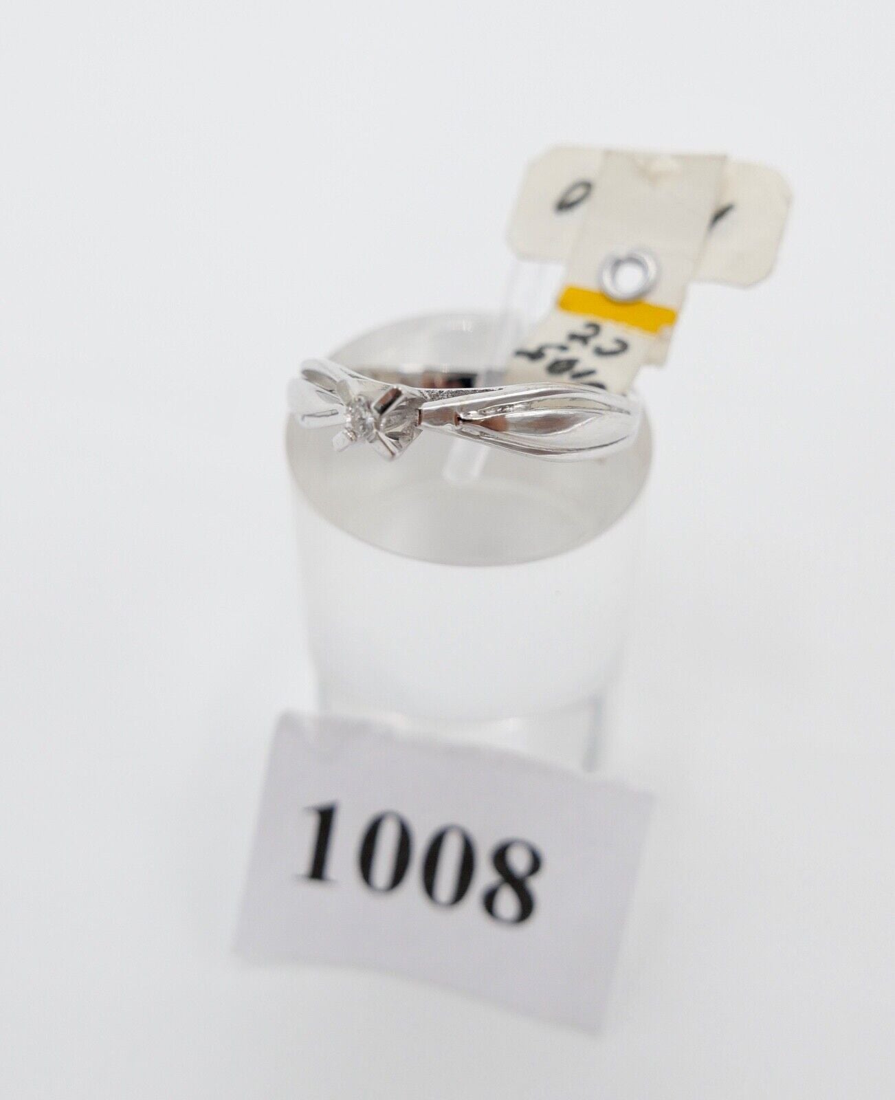 - NEU - 90er Solitär Ring Weißgold Gold 585 14K Brillant 0,05 Ct Gr. 58 - Antikhandel-Stuttgart