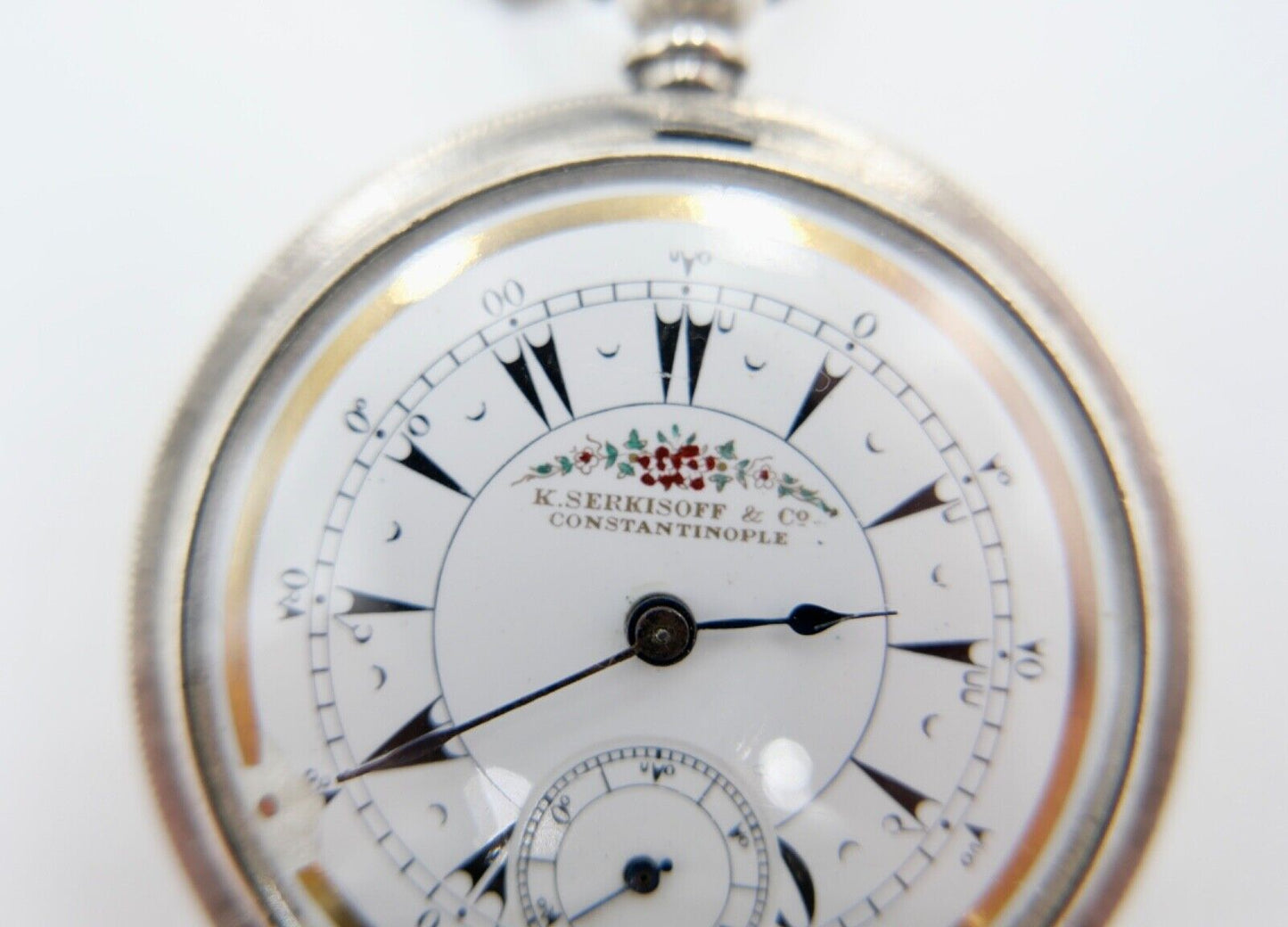 Antike Savonette Taschenuhr K. Serkisoff & Co 800 Silber Constantinople BILLODES - Antikhandel-Stuttgart