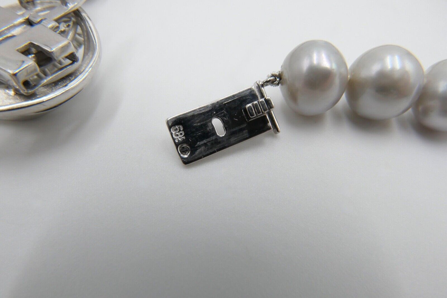 TAHITI Perlenkette Collier Grau mit Brillanten 43 cm Weißgold 585 Perlen Ø 8,8mm - Antikhandel-Stuttgart