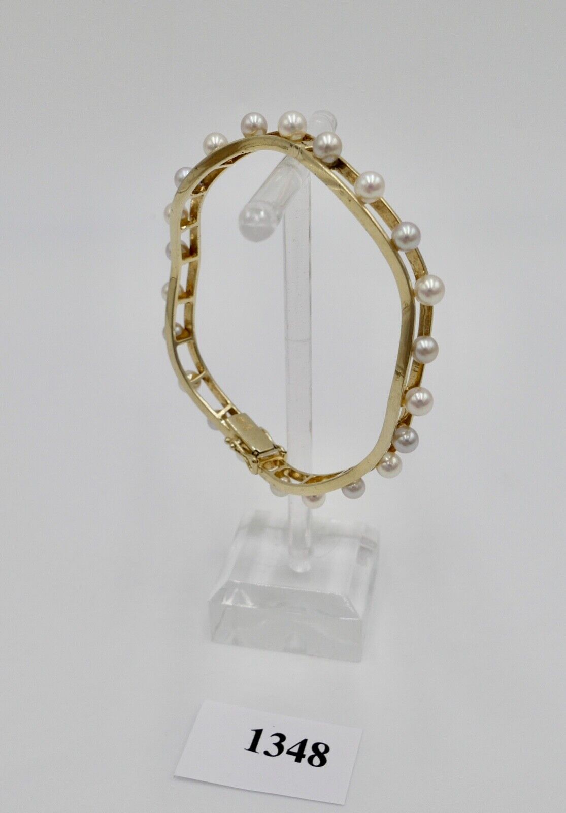 Massives Perlen Gold Armband Armreif 585 / 14K Gelbgold EG GE Gottlieb Ebinger - Antikhandel-Stuttgart