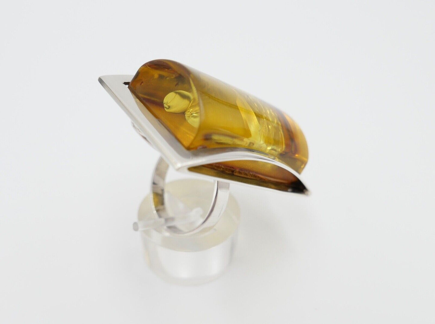 Bernstein Designer Ring floral Gr. 61 Silber 925 - Antikhandel-Stuttgart