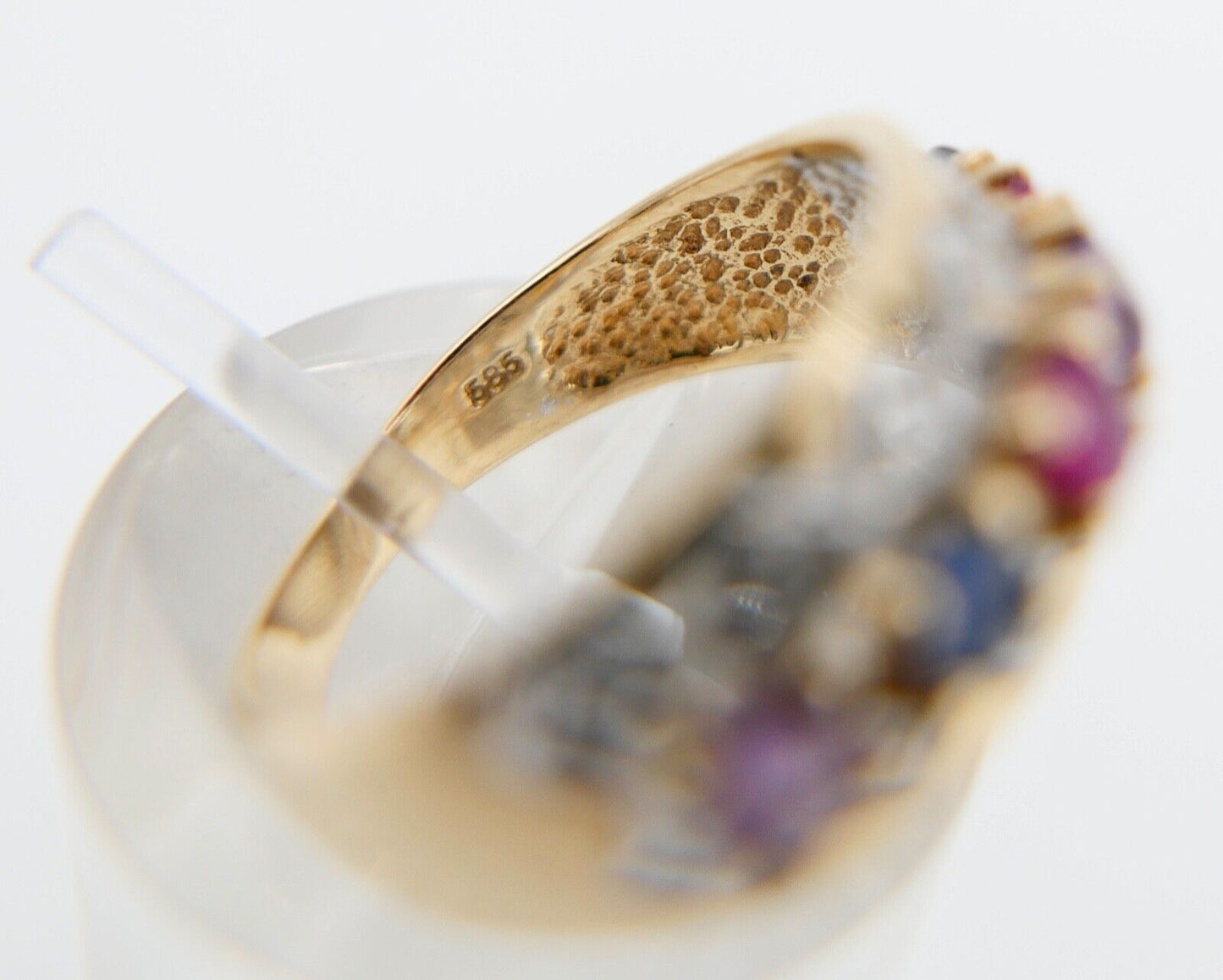 Eleganter Gelbgold Diamant Ring mit Bunten Edelsteinen 585 14K Gr. 55 - Antikhandel-Stuttgart