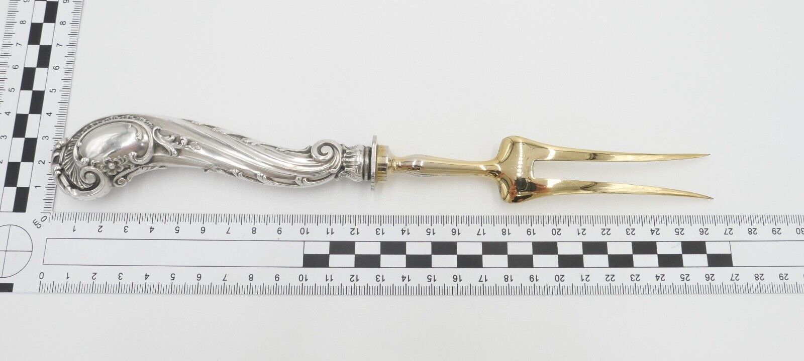 2 Tlg. antik Besteck Jugendstil um 1900 Silber 800 vergoldet original Etui - Antikhandel-Stuttgart