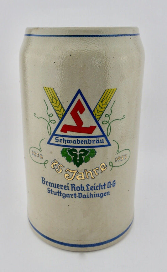 3 Liter Bier Krug 1878 1953 Schwabenbräu 75 Jahre Stuttgart Vaihingen ROB LEICHT - Antikhandel-Stuttgart