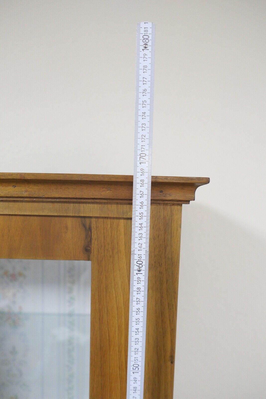 Biedermeier um 1840 Aufsatzvitrine Glasvitrine 2 Tlg. Eiche Nussbaum 169x66x42cm - Antikhandel-Stuttgart