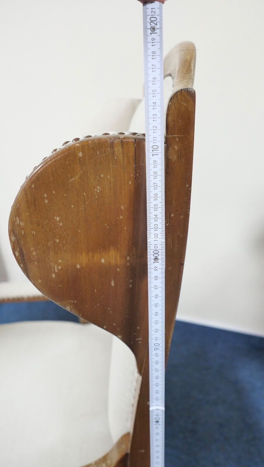 antik Ohrenbackensessel um 1860 Stuhl Sessel Eiche creme - Antikhandel-Stuttgart