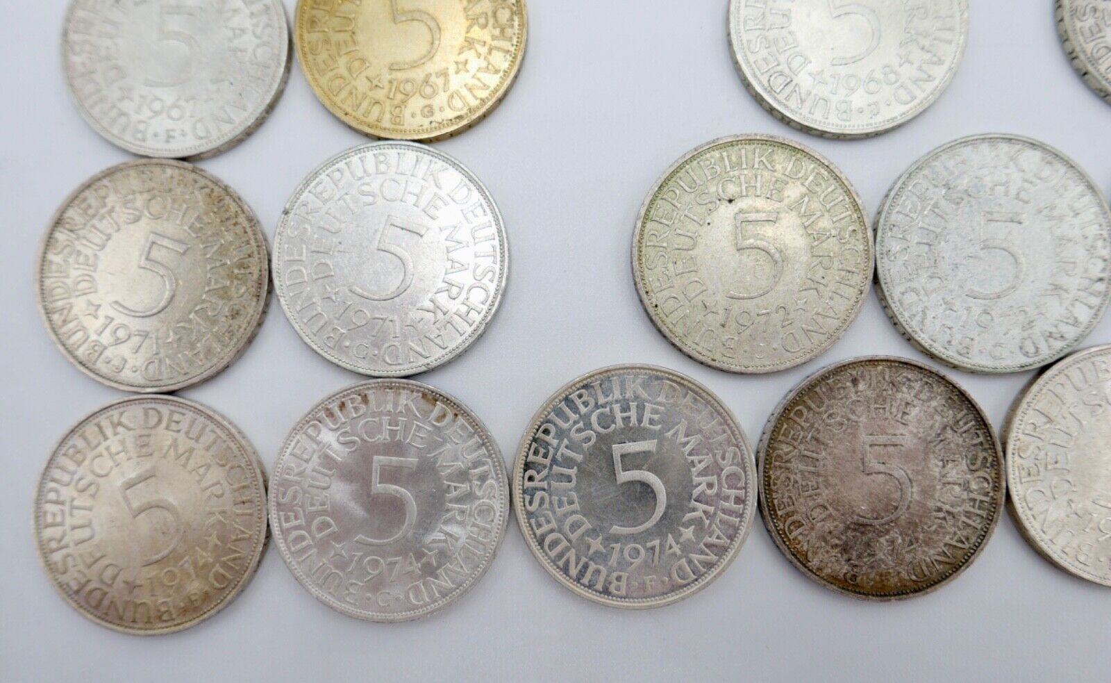 1951-1974 Konvolut LOT 34x 5 DM Silbermünzen J.387 Silberadler PP Heiermann - Antikhandel-Stuttgart