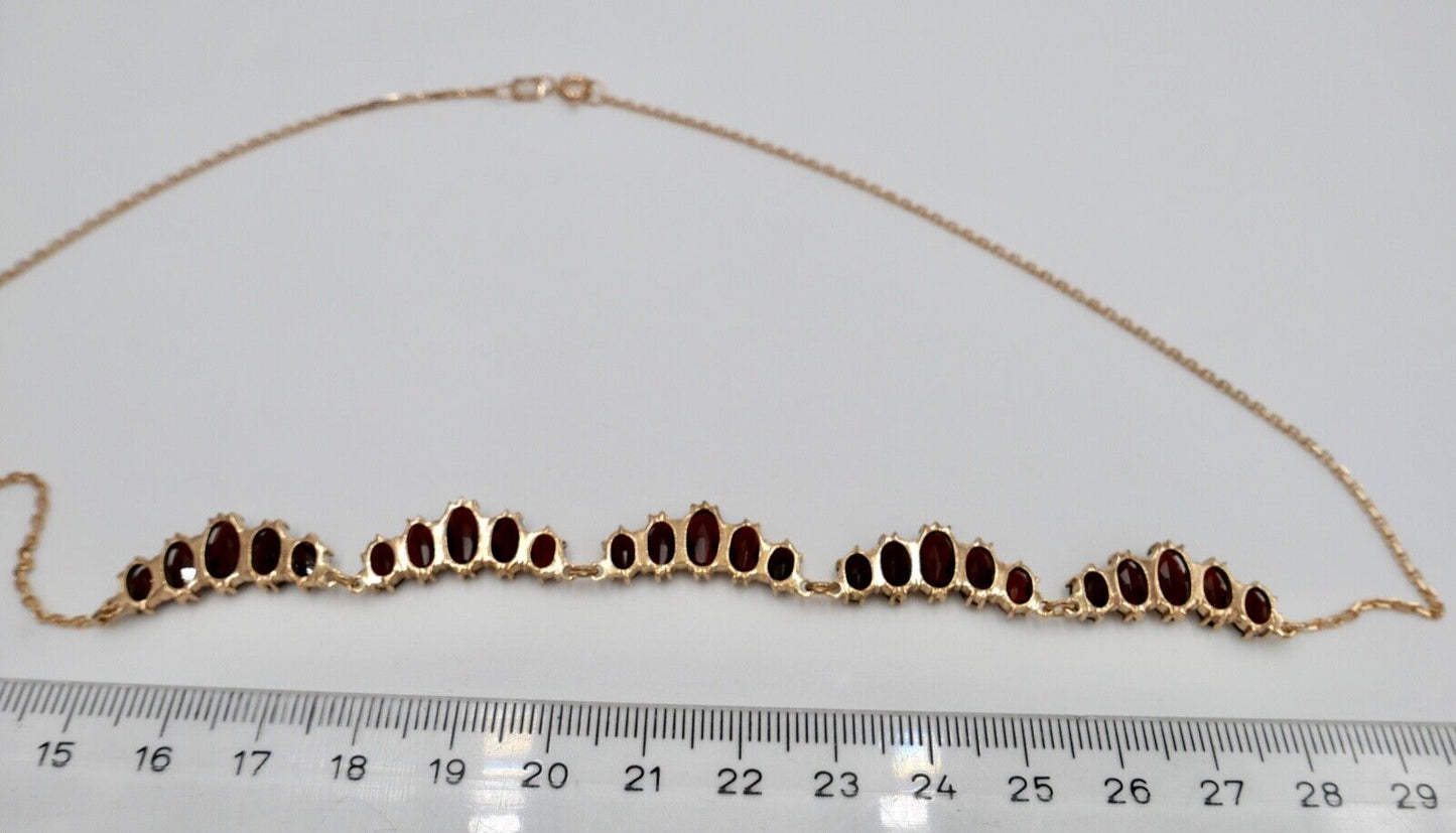 Alte Collier Kette 46cm Rotgold 333 8K Gold mit Granat - Antikhandel-Stuttgart