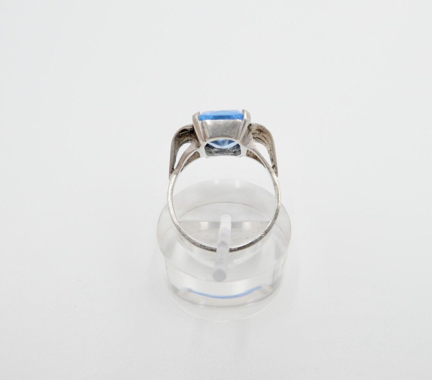 ART DECO Damenring Ring Silber 835 Gr. 57 mit blauem Glasstein - Antikhandel-Stuttgart
