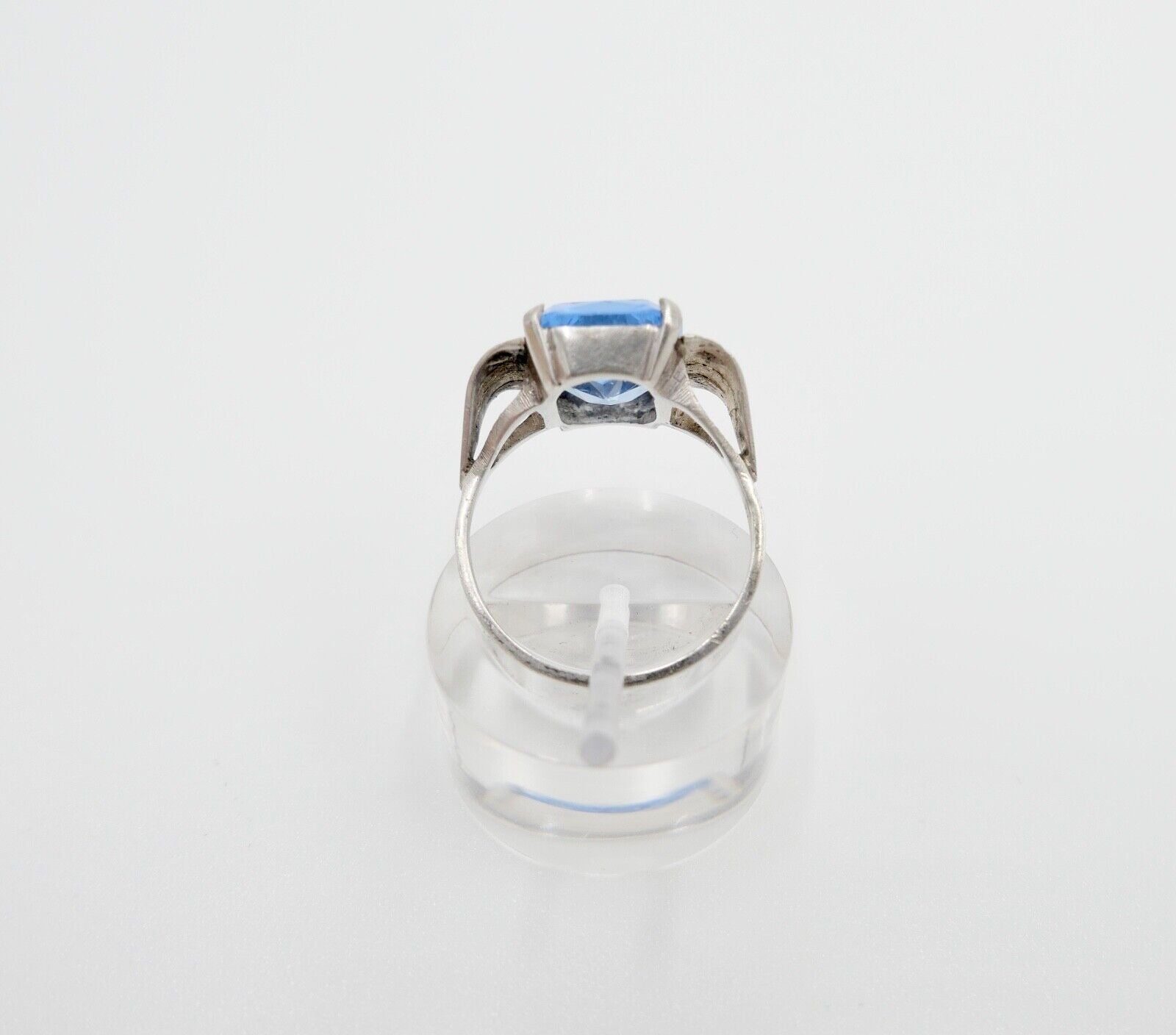ART DECO Damenring Ring Silber 835 Gr. 57 mit blauem Glasstein - Antikhandel-Stuttgart