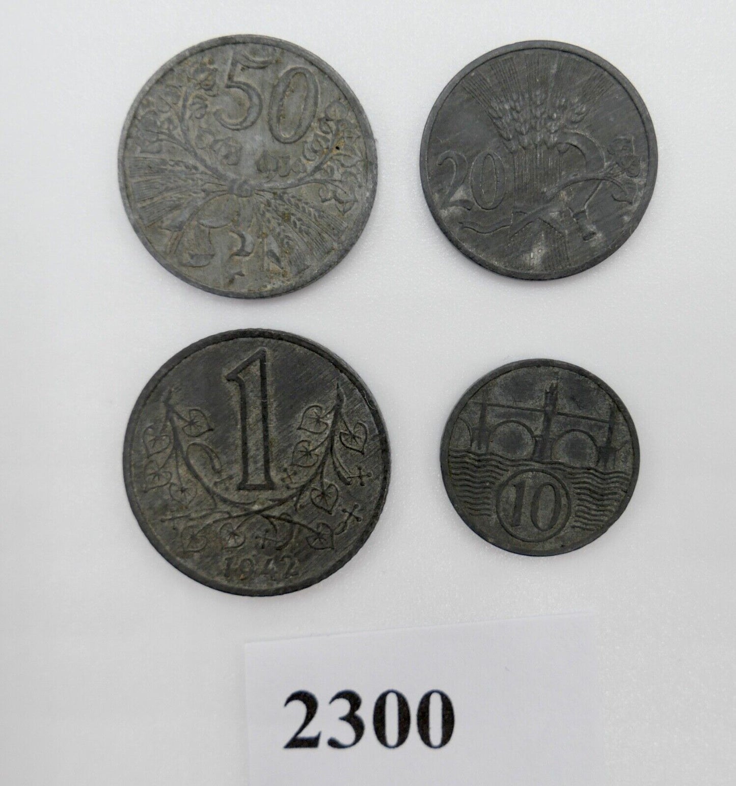 4 Münzen Protektorat Böhmen und Mähren HELLER / KRONE 1942 1943 1944 - Antikhandel-Stuttgart