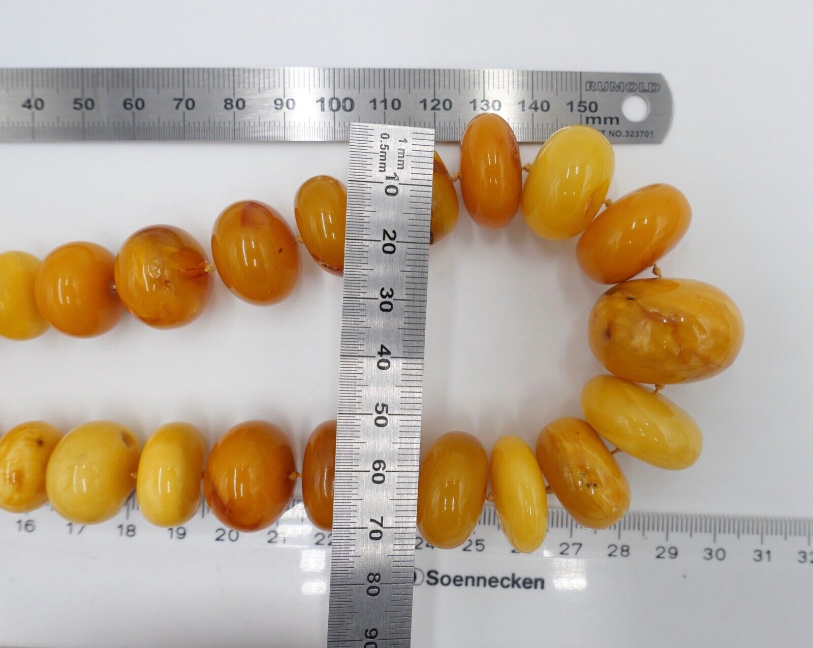 vintage XL Bernstein butterscotch Kette Halskette Collier Silber Amber 105,2 gr - Antikhandel-Stuttgart