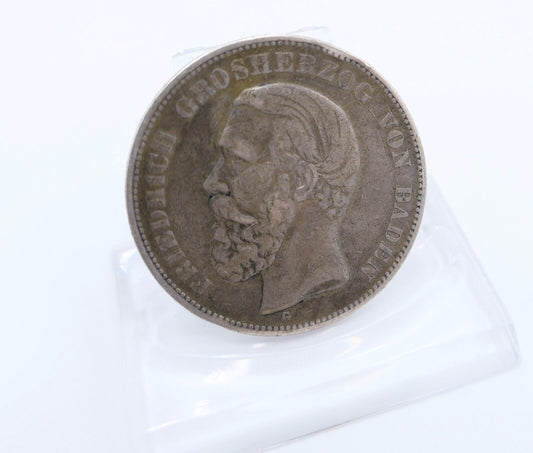 5 Mark 1876 G Jäger J.27 Baden Großherzog Friedrich ss-vz - Antikhandel-Stuttgart