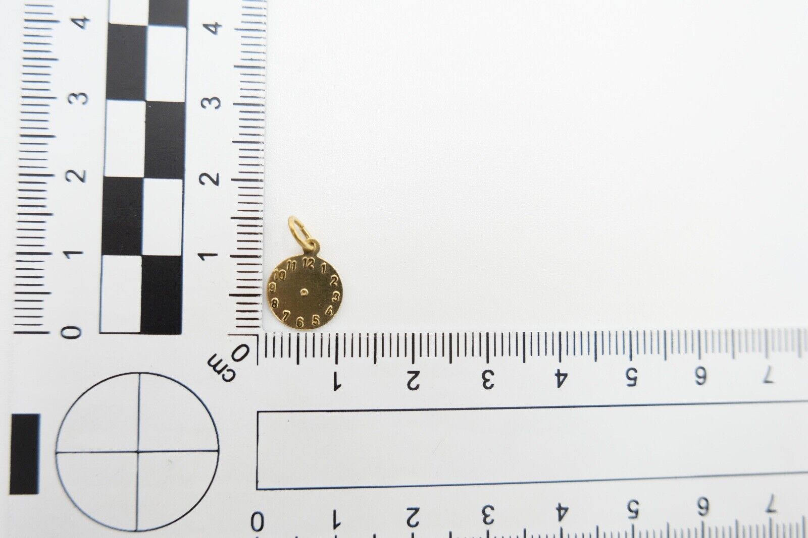 Gold Anhänger 585 / 14K Zifferblatt Uhr Ø 10 mm - Antikhandel-Stuttgart