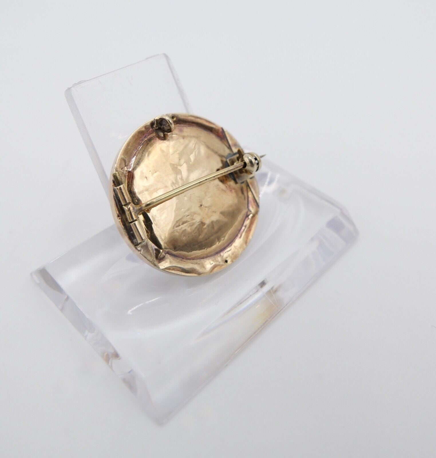 BIEDERMEIER um 1860 antike florale Brosche Schaumgold Saatperle ONYX - Antikhandel-Stuttgart