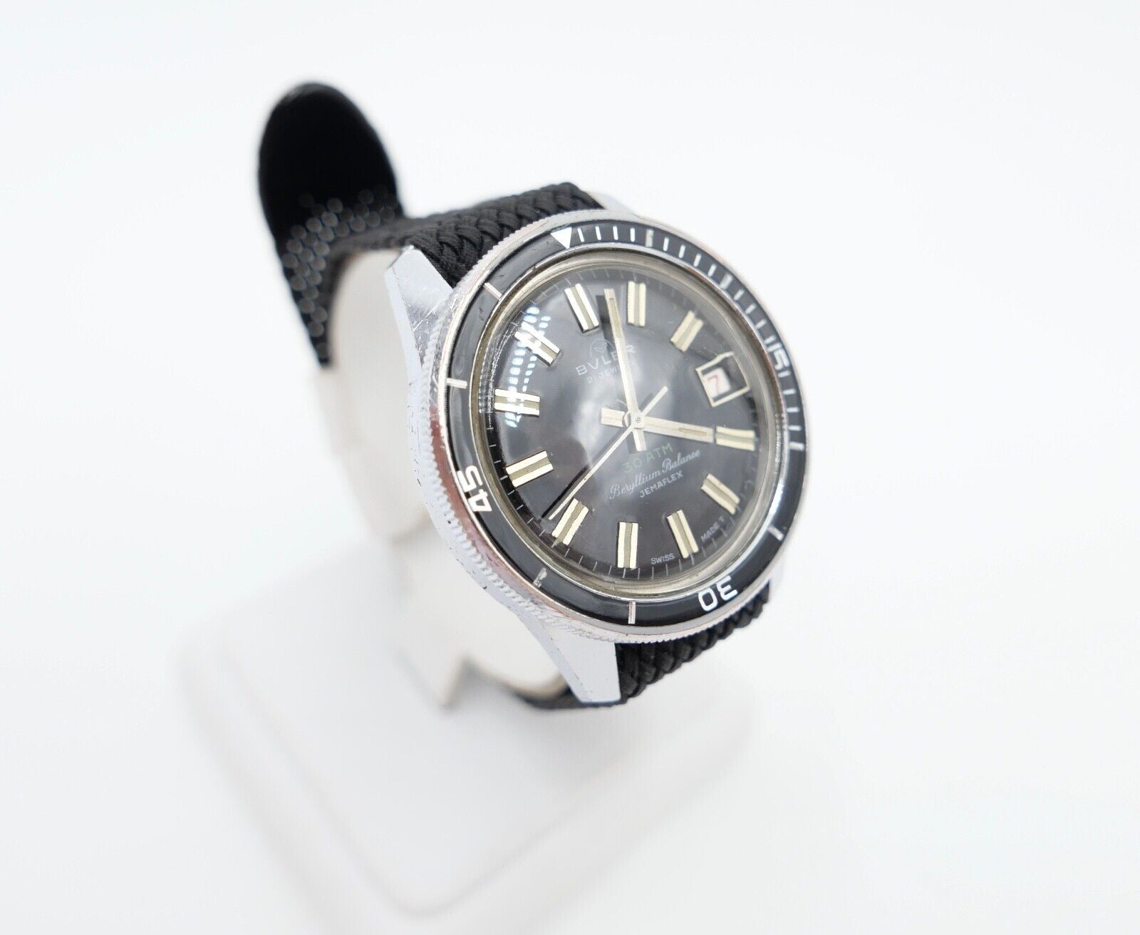 RAR 60er BULER Beryllium Balance Jemaflex DIVER Taucher Ø 36 mm neues Armband - Antikhandel-Stuttgart