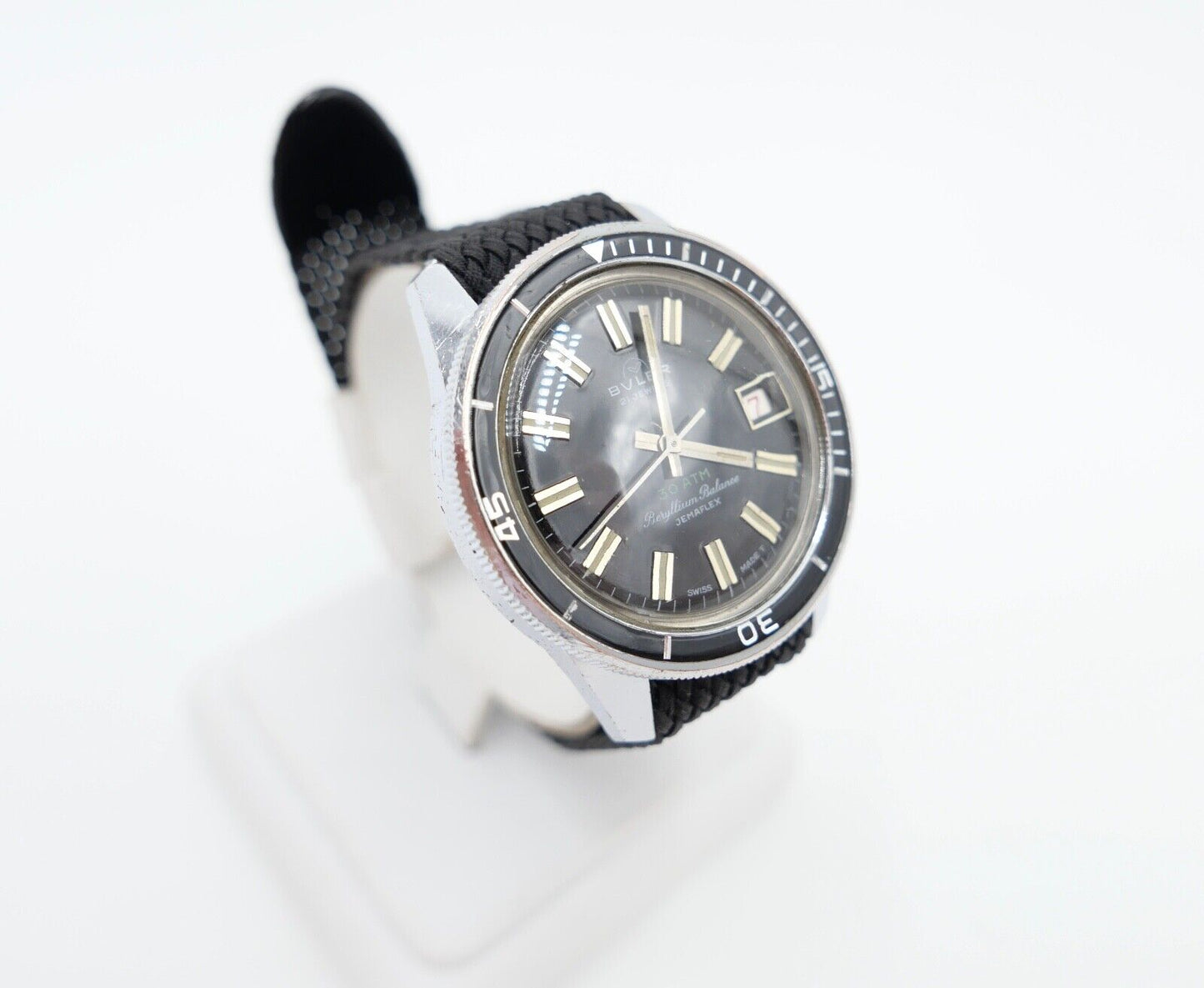 RAR 60er BULER Beryllium Balance Jemaflex DIVER Taucher Ø 36 mm neues Armband - Antikhandel-Stuttgart