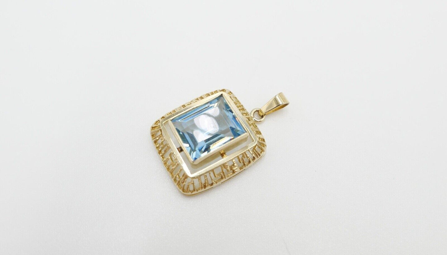 K&L Kordes & Lichtenfels Pforzheim Anhänger Gold 333 / 8K mit blauem Glasstein - Antikhandel-Stuttgart